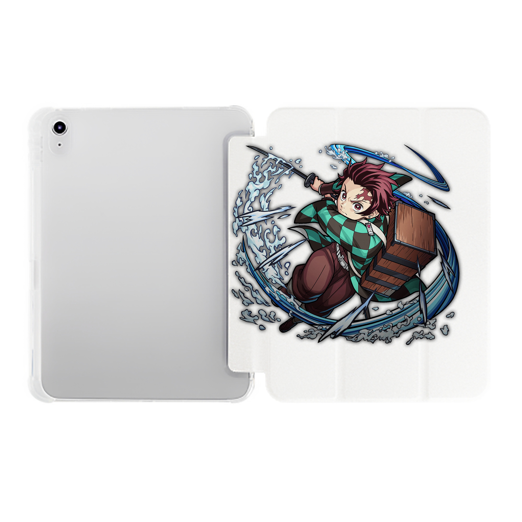 （画像用） 鬼滅の刃 竈門 炭治郎／かまど たんじろう Kamado Tanjirou IPad ケース ペン収納付き 三つ折りスタンド PUレザー×シリコン 対応機種9.5/10.5/10.9インチ